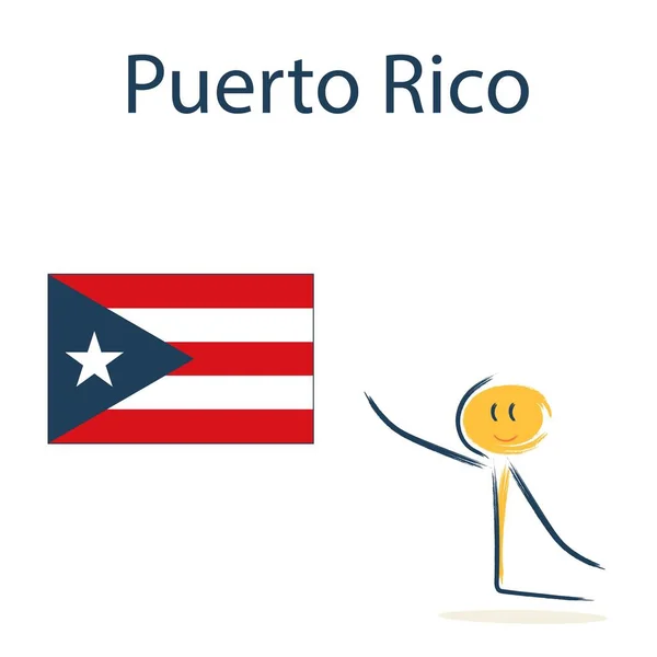 Character Flag Puerto Rico Teaching Children Geography Countries World — 스톡 벡터