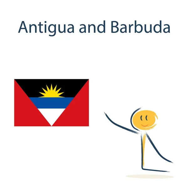 Antigua 바르부다 Barbuda 아이들에게 지리와 세계의 나라들을 가르치는 — 스톡 벡터