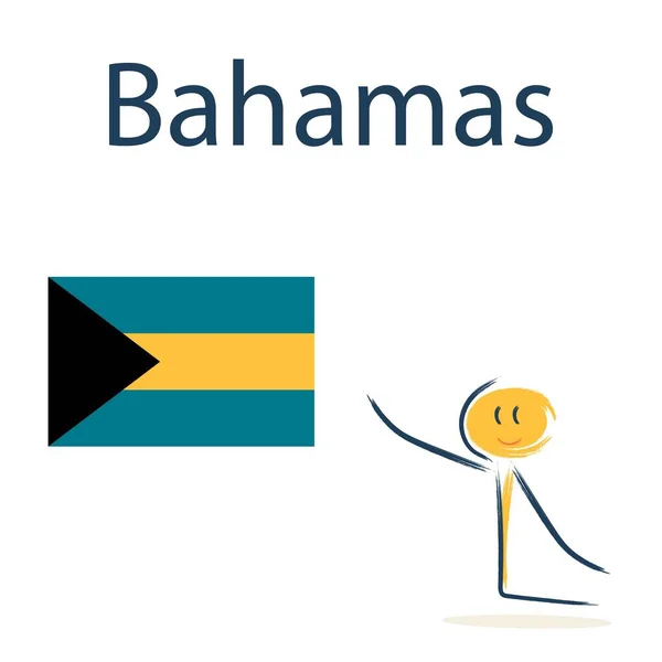바하마의 깃발을 캐릭터 아이들에게 지리와 세계의 나라들을 가르치는 — 스톡 벡터