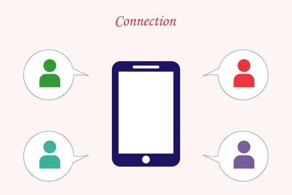 人と人とのコミュニケーション 現代の技術と通信 — ストックベクタ