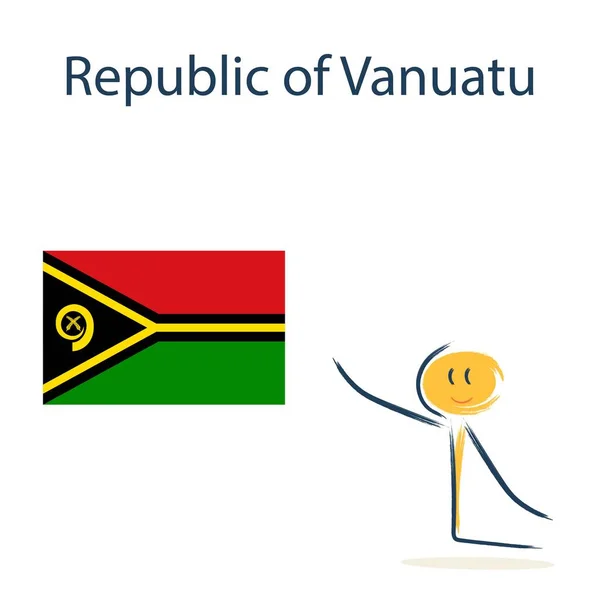 바누아투 공화국의 국기가 특징이다 아이들에게 지리와 세계의 나라들을 가르치는 — 스톡 벡터