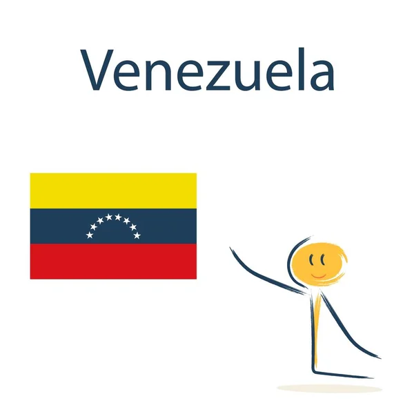 Character Flag Venezuela Teaching Children Geography Countries World — Stock Vector