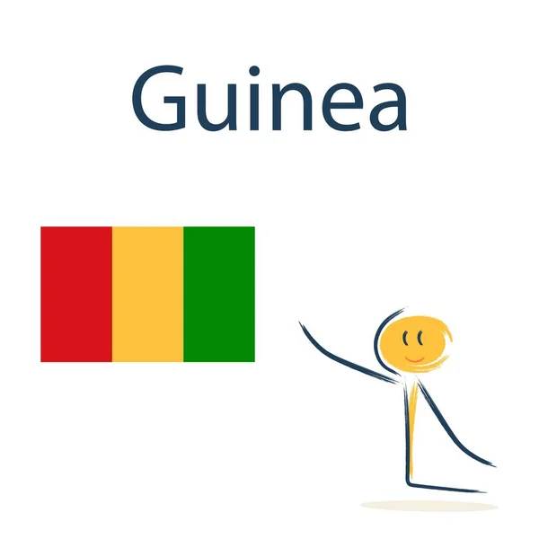 ギニアの旗を持つキャラクター 子供たちに世界の地理や国を教える — ストックベクタ