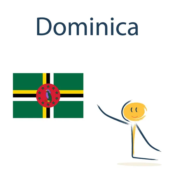 도미니코의 깃발을 캐릭터 아이들에게 지리와 세계의 나라들을 가르치는 — 스톡 벡터