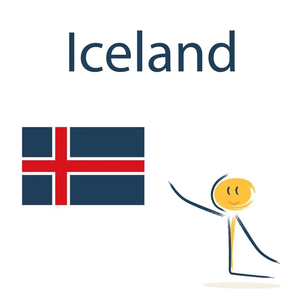 Karakter Med Islands Flag Undervisning Børn Geografi Lande Verden – Stock-vektor