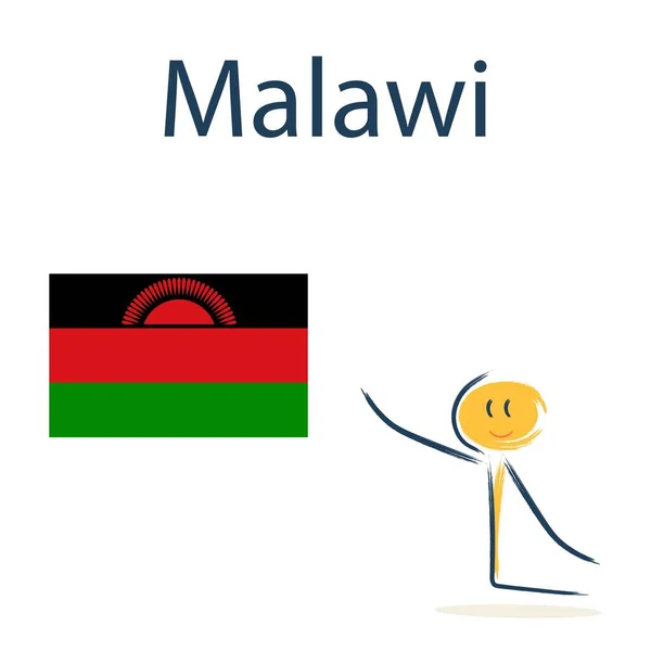 Charakter Mit Der Flagge Von Malawi Kindern Geografie Und Länder — Stockvektor