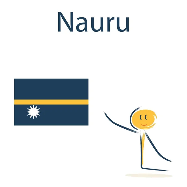 Karakter Met Vlag Van Nauru Onderwijs Kinderen Aardrijkskunde Landen Van — Stockvector