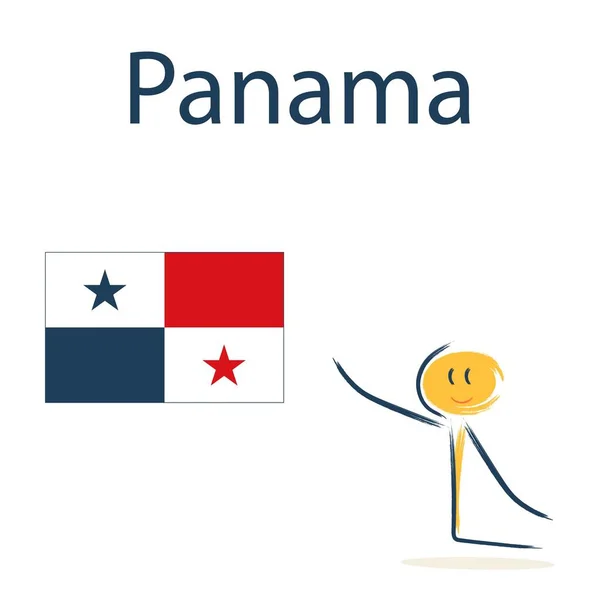 파나마의 깃발을 캐릭터 아이들에게 지리와 세계의 나라들을 가르치는 — 스톡 벡터