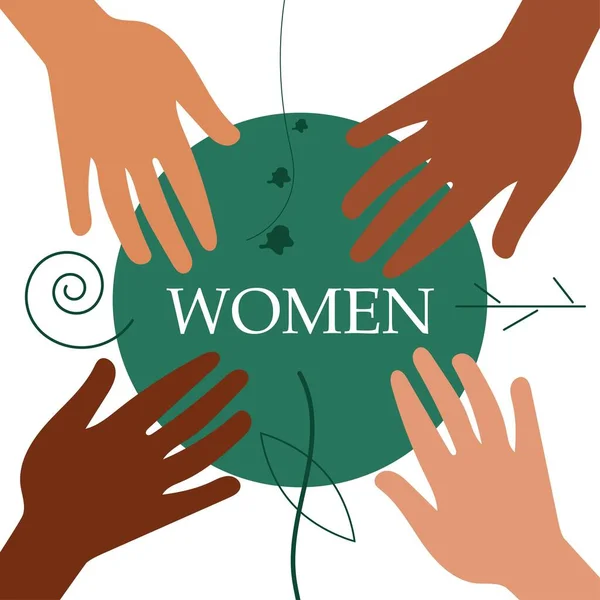 Ženy Různými Barvami Pleti Dohromady Feminismus Planeta Rovnost — Stockový vektor