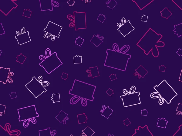 Décrivez Les Boîtes Cadeaux Motif Sans Couture Cadeaux Multicolores Avec — Image vectorielle