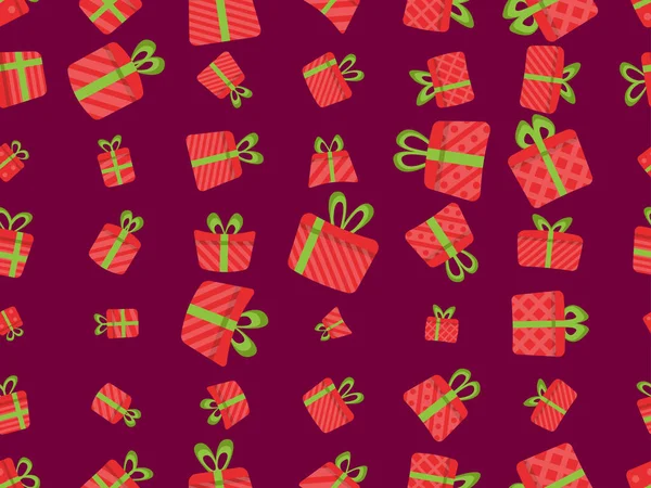 Nahtloses Muster Mit Geschenkschachteln Und Grünem Band Geschenkschachteln Flachen Stil — Stockvektor