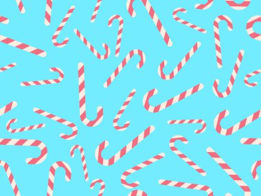 Xmas şeker kamışları pürüzsüz. Noel lolipopu. Kutlama kartları, ambalaj kağıtları, afişler ve posterler için şölen tasarımı. Vektör illüstrasyonu