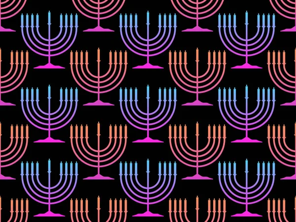 Hanukkah Sömlöst Mönster Med Menorah Med Nio Ljus Judisk Festival — Stock vektor