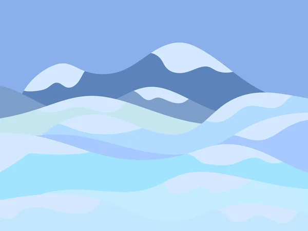 Paisaje Invernal Con Colinas Nevadas Paisaje Montaña Estilo Plano Clima — Vector de stock