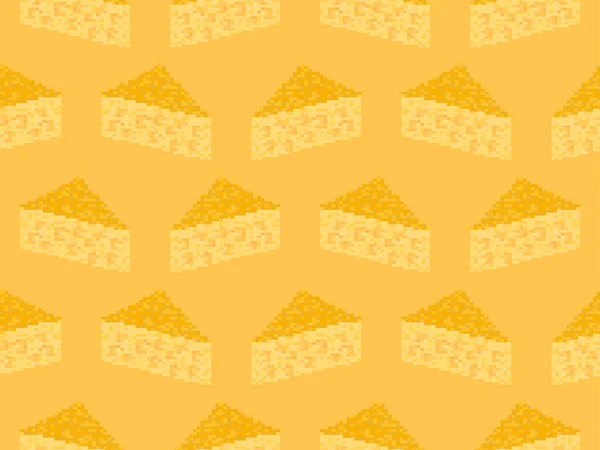 Padrão Sem Emenda Queijo Pixel Fatias Bits Queijo Com Buracos —  Vetores de Stock