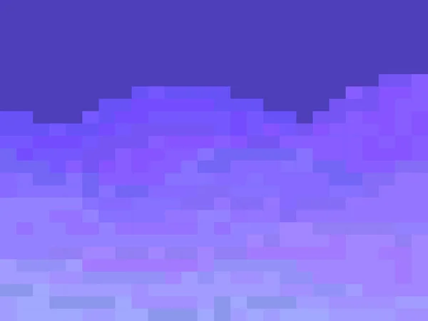 Ночной Холмистый Пейзаж Стиле Пиксельного Искусства Ретро Битная Видеоигра Годов — стоковый вектор