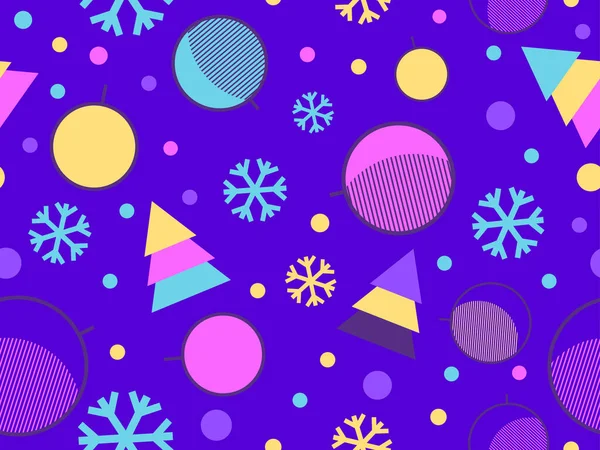Patrón Sin Costuras Navidad Estilo Los Años Con Coloridos Árboles — Vector de stock