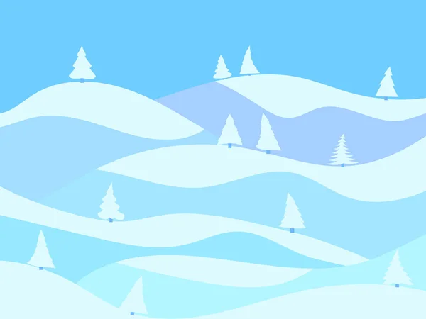 Χειμερινό Τοπίο Στο Ύφος Του Μινιμαλισμού Χιονισμένοι Λόφοι Και Βουνά — Διανυσματικό Αρχείο