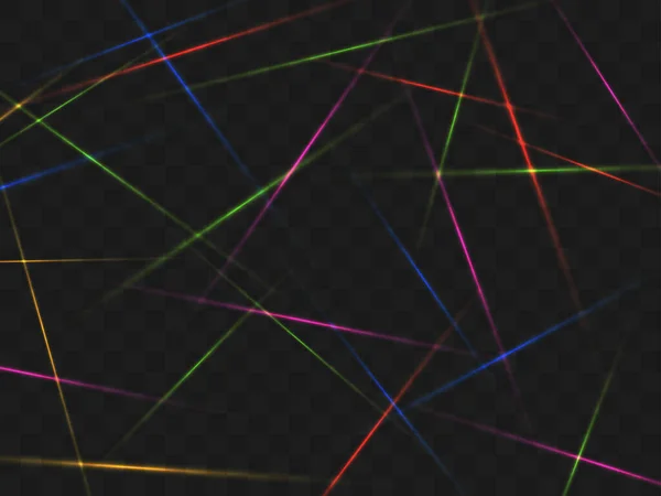 Feixes Laser Fundo Transparente Raios Multicoloridos Luz Brilho Mágico Crie —  Vetores de Stock