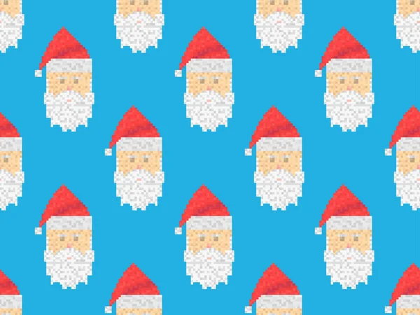 Pixel Umění Santa Claus Bezešvé Vzor Pixel Santa Claus Ikona — Stockový vektor