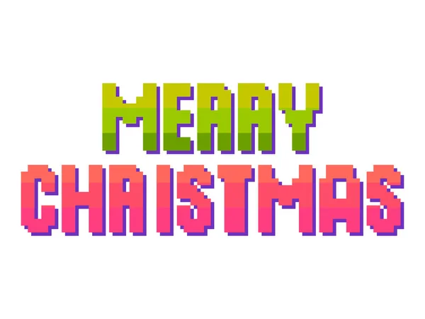 God Jul Pixelkonst Pixelated Text Stil Med Bitars Retro Spel — Stock vektor