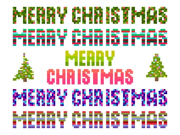 Καλά Χριστούγεννα Νεραϊδοτέχνη Pixelated Κείμενο Στο Στυλ Των Bit Ρετρό — Διανυσματικό Αρχείο