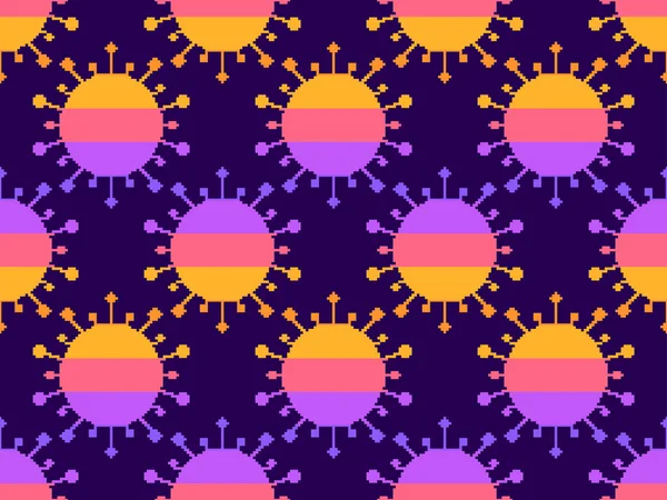 Virus Seamless Image Pixel Art Коронавірусні Клітини Стилі Бітної Графіки — стоковий вектор