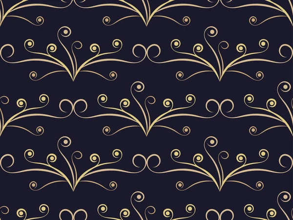 Art Deco Seamless Pattern Vintage Background Curls Linear Art Pattern — Stockvektor
