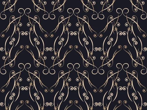 Art Deco Seamless Pattern Vintage Background Curls Linear Art Pattern — Stockvektor
