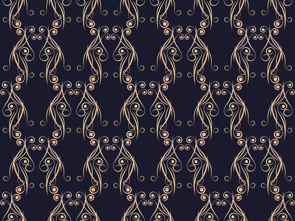 Art Deco Seamless Pattern Vintage Background Curls Linear Art Pattern — Stockvektor