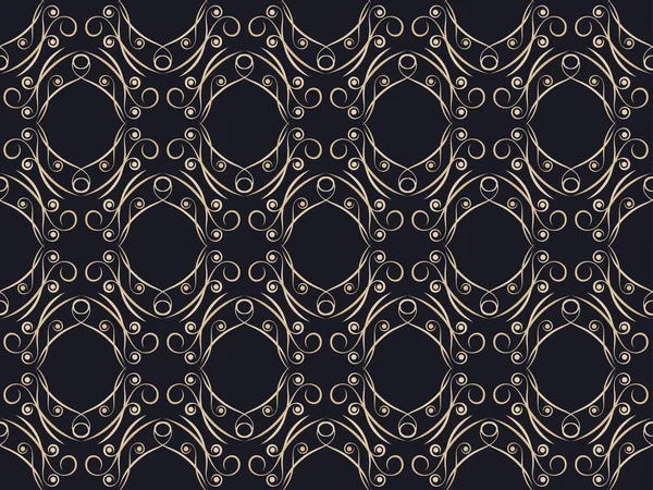 Art Deco Seamless Pattern Vintage Background Curls Linear Art Pattern — Stockvektor