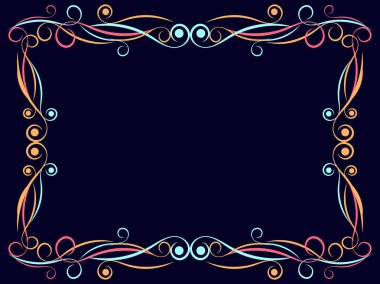 Girdaplı Art deco çerçeve. Art Nouveau doğrusal sınırı. Davetiyeler, broşürler ve tebrik kartları için bir şablon tasarla. Geometrik altın çerçeveli. 1920 'lerin tarzı - 1930' lar. Vektör illüstrasyonu