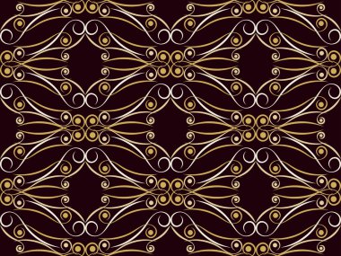 Art deco, kıvrımlı, pürüzsüz desen. 1920 'lerin Art Nouveau tarzı 1930' ların klasik geçmişi. Doğrusal sanat. Duvar kağıdı, ambalaj kağıdı ve kumaş baskısı için tasarım. Vektör illüstrasyonu