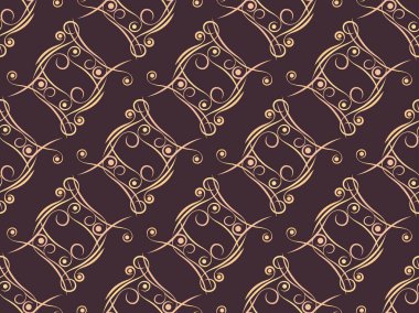 Art deco, kıvrımlı, pürüzsüz desen. 1920 'lerin Art Nouveau tarzı 1930' ların klasik geçmişi. Doğrusal sanat. Duvar kağıdı, ambalaj kağıdı ve kumaş baskısı için tasarım. Vektör illüstrasyonu