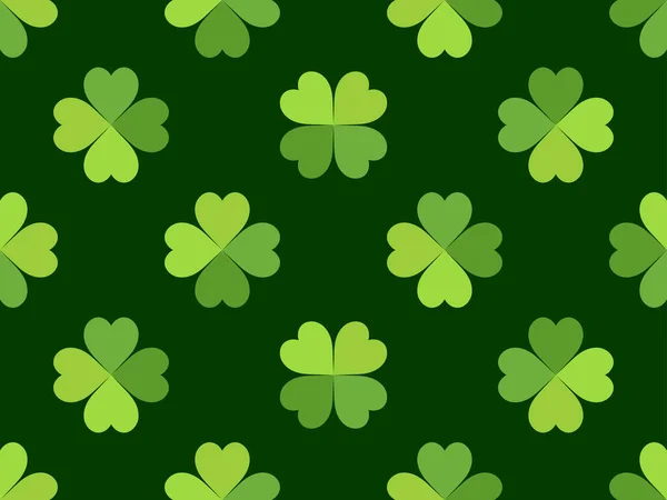 Modèle Sans Couture Avec Trèfle Pour Saint Patrick Nuances Vertes — Image vectorielle