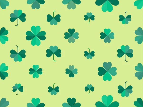 Modèle Sans Couture Avec Trèfle Pour Saint Patrick Nuances Vertes — Image vectorielle