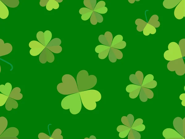 Modèle Sans Couture Avec Trèfle Pour Saint Patrick Nuances Vertes — Image vectorielle