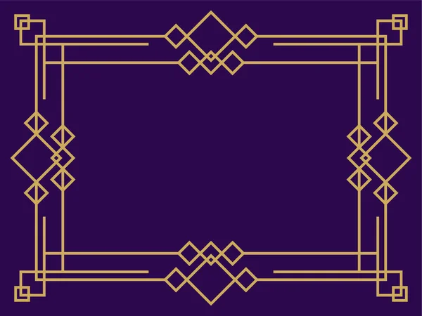 Frame Style Art Deco Gold Color Purple Background Vintage Linear — стоковый вектор