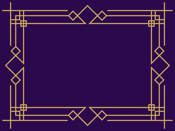 Frame Style Art Deco Gold Color Purple Background Vintage Linear — Stockový vektor