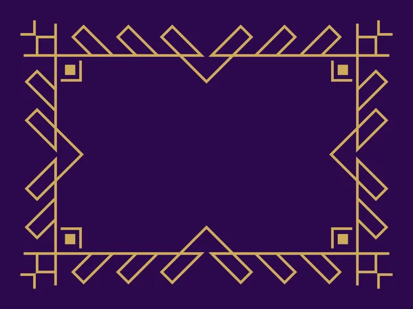 Frame Style Art Deco Gold Color Purple Background Vintage Linear — 스톡 벡터