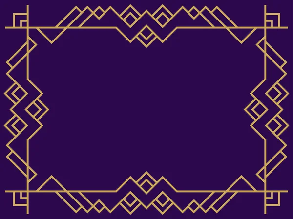 Frame Style Art Deco Gold Color Purple Background Vintage Linear — стоковый вектор