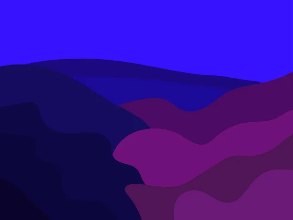 夜景山水 风格简约 山间的缝隙呈扁平的风格 深蓝色和勃艮第色 设计海报 横幅和内部物品 矢量说明 — 图库矢量图片