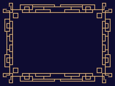 Art deco çerçeve. Klasik doğrusal sınır. Davetiyeler, broşürler ve tebrik kartları için bir şablon tasarla. 1920 'lerin tarzı - 1930' lar. Vektör illüstrasyonu