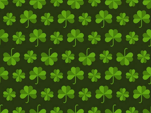 Clover Laisse Motif Sans Couture Saint Patrick Vacances Irlandaises Contexte — Image vectorielle