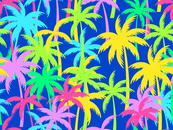 Palmeras Coloridas Patrón Sin Costuras Estilo Arte Pop Selva Tropical — Vector de stock