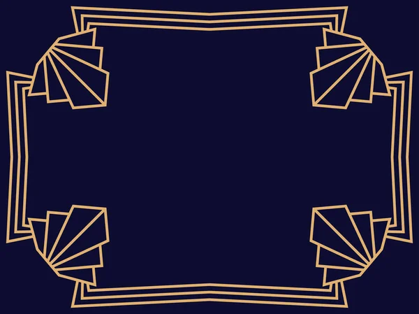 Art Deco Frame Винтажная Линейная Граница Разработайте Шаблон Приглашений Листовок — стоковый вектор