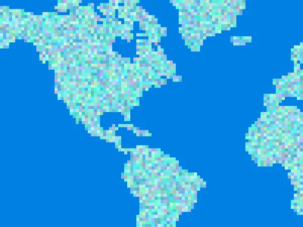 Kontinente Des Planeten Erde Pixel Art Stil Pixelkarte Von Nordamerika — Stockvektor