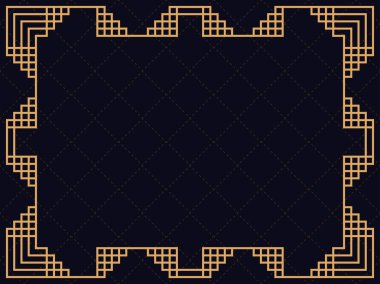 Art deco çerçeve. Klasik doğrusal sınır. Davetiyeler, broşürler ve tebrik kartları için bir şablon tasarla. 1920 'lerin tarzı - 1930' lar. Vektör illüstrasyonu