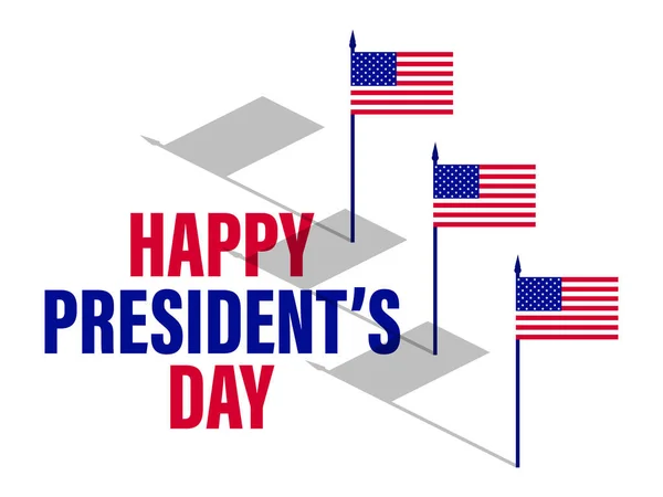 Joyeuse Fête Président Drapeaux Américains Isométriques Avec Ombre Sur Fond — Image vectorielle