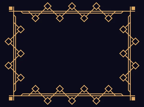 アート フレーム ヴィンテージ リニア ボーダー 招待状 チラシ グリーティングカードのテンプレートをデザインします 幾何学的な金色の枠 1920年代から1930年代のスタイル — ストックベクタ